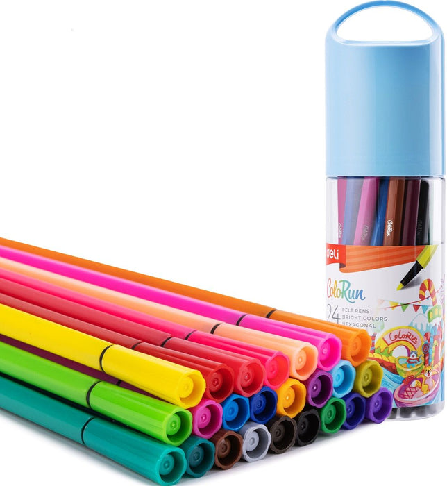 Флумастери Deli Colorun - EC156-24, 24 цвята, в тубус