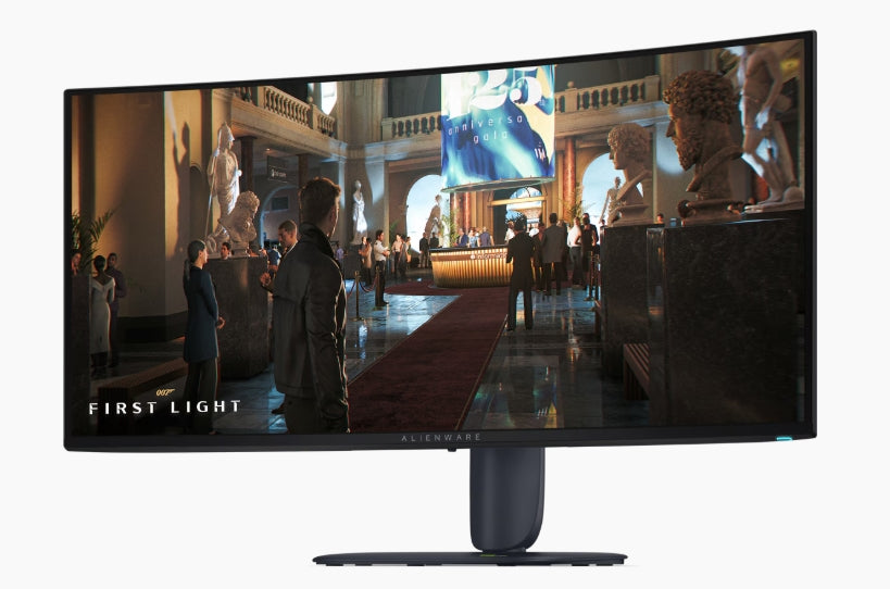 Dell Alienware AW3426DW, 34" QD-OLED 21:9, UW-QHD 3440x1440, AR, 99% DCI-P3, съвместим с NVIDIA G-SYNC + AMD FreeSync, 280Hz, 0.03 ms GTG, 1,500,000:1, 300 cd/m2, HDR, VRR, HDMI, DP, USB хъб, регулируема височина, завъртане, въртене, накланяне, черен