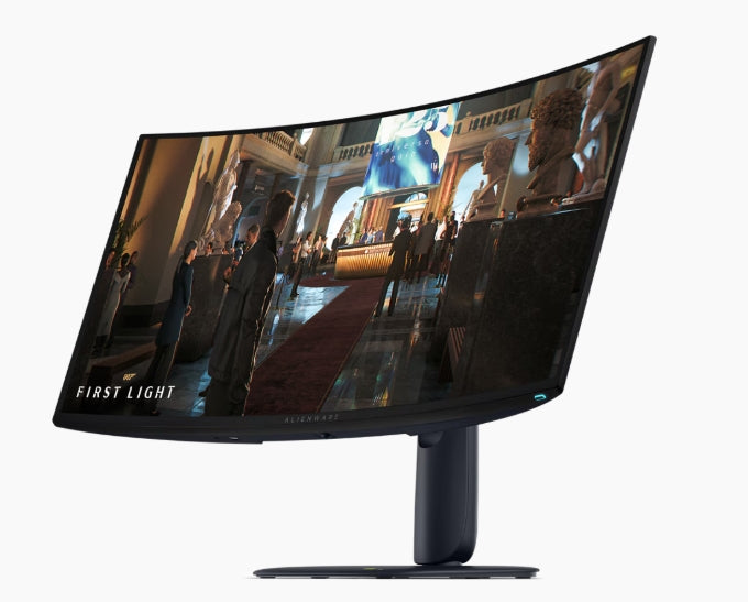 Dell Alienware AW3426DW, 34" QD-OLED 21:9, UW-QHD 3440x1440, AR, 99% DCI-P3, съвместим с NVIDIA G-SYNC + AMD FreeSync, 280Hz, 0.03 ms GTG, 1,500,000:1, 300 cd/m2, HDR, VRR, HDMI, DP, USB хъб, регулируема височина, завъртане, въртене, накланяне, черен