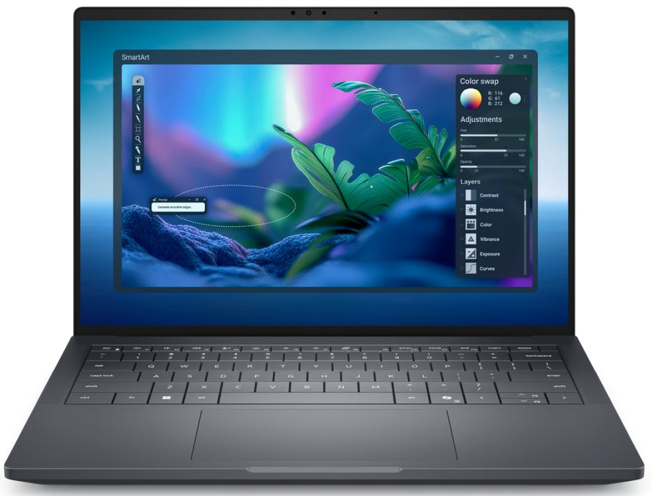 Dell Pro Max 14 Premium MA14250, Intel Ultra 7 265H vPro (13 TOPS NPU, 16 ядра, до 5.30 GHz), 14" FHD+ (1920x1200), 400 Nit AG, 32GB LPDDR5x 8400 MT/s, 512GB TLC, NVIDIA RTX PRO 1000 Blackwell 8GB GDDR7, 8MP HDR + IR UPD камера, Wi-Fi 7, FPR, Backlit