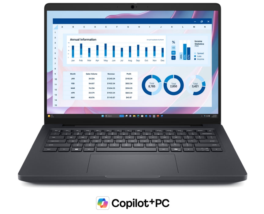 Dell Pro Max 14 MC14255, AMD Ryzen AI 7 PRO 350 (24MB кеш, 8 ядра, до 5.0GHz), 14" FHD+, LCD, 300 нита, 16GB: 1x16GB, LPDDR5x, 8000 MT/s, 512GB, SSD Gen4, интегрирана графика AMD Radeon, FHD HDR RGB камера, Wi-Fi 7, FPR, подсветка на клавиатурата, Win 11