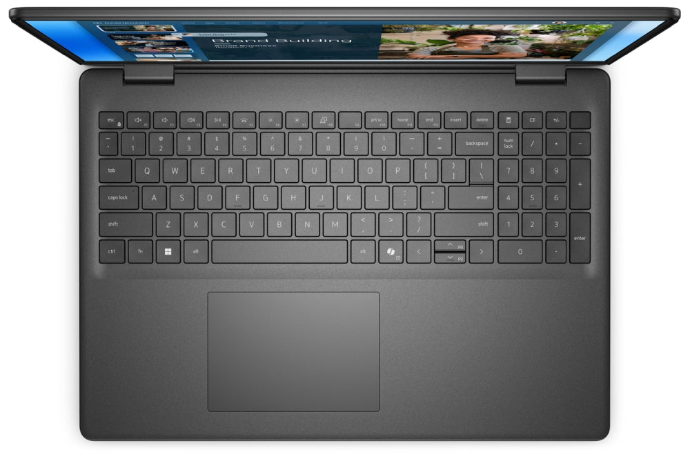 Dell 16 DC16250, Intel Core 7 150U (10 ядра, до 5,4 GHz), 16,0" FHD+(1920x1200) AG, 300 nits, 16GB, 2x8GB, DDR5, 5200 MT/s, 1TB M.2 PCIe, Intel Graphics, Cam, FPR, Wi-Fi 6, Подсветка Kb, Ubuntu, въглеродно черно, 3Y PS