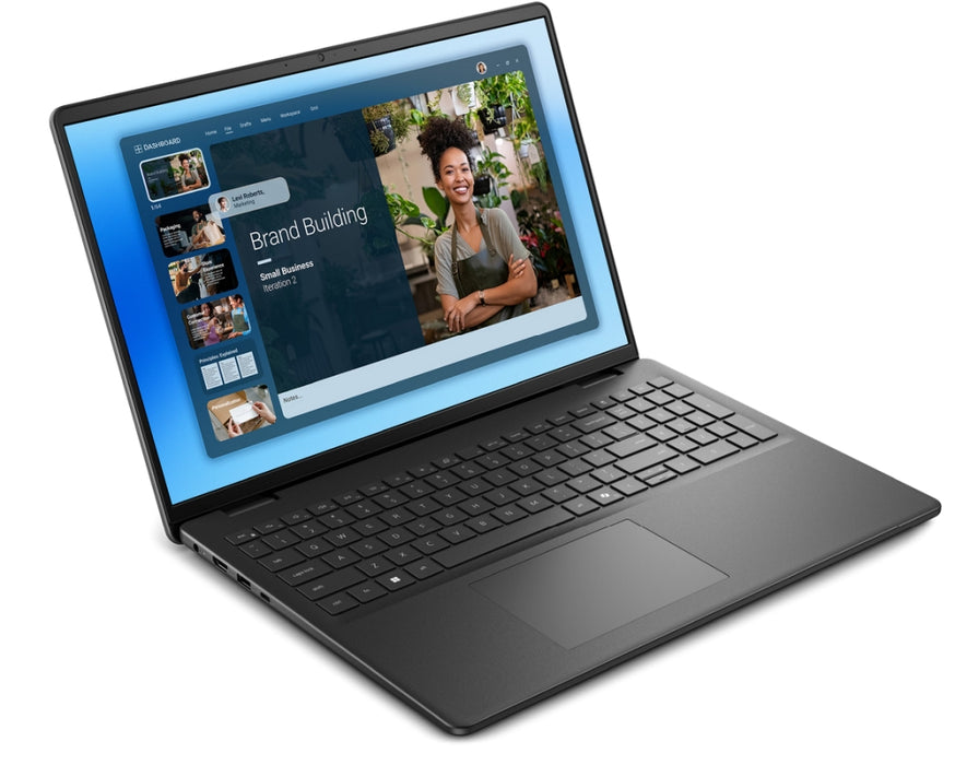 Dell 16 DC16250, Intel Core 5 120U (10 ядра, до 5.0 GHz), 16.0" FHD+(1920x1200) AG, 300 nits, 16GB, 2x8GB, DDR5, 5200 MT/s, 1TB M.2 PCIe, Intel Graphics, Cam, FPR, Wi-Fi 6, Подсветка Kb, Ubuntu, въглеродно черно, 3Y PS