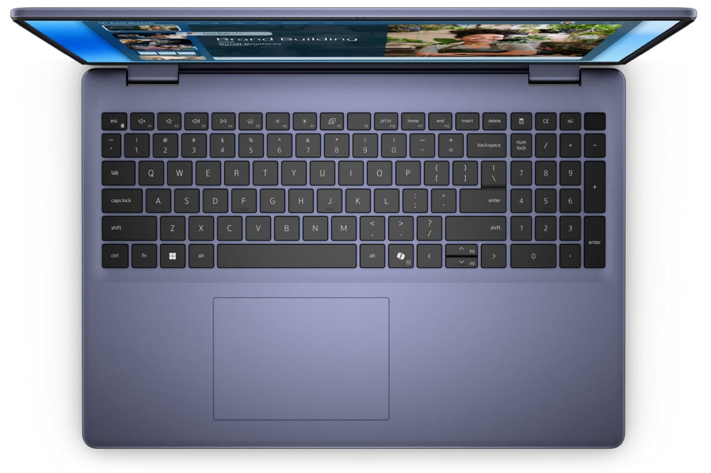Dell 16 DC16251, Intel Core 5 120U (10 ядра, до 5.0 GHz), 16.0" FHD+ (1920x1200) AG, 300 нита, 16GB, 2x8GB, DDR5, 5200 MT/s, 512GB M.2 PCIe, Intel Graphics, Cam, FPR, Wi-Fi 6E, подсветка на клавиатурата, Ubuntu, алуминий, 3-годишно зарядно устройство