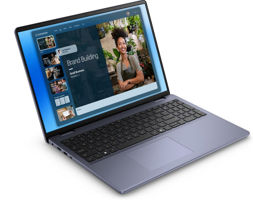 Dell 16 DC16251, Intel Core 5 120U (10 ядра, до 5.0 GHz), 16.0" FHD+ (1920x1200) AG, 300 нита, 16GB, 2x8GB, DDR5, 5200 MT/s, 512GB M.2 PCIe, Intel Graphics, Cam, FPR, Wi-Fi 6E, подсветка на клавиатурата, Ubuntu, алуминий, 3-годишно зарядно устройство
