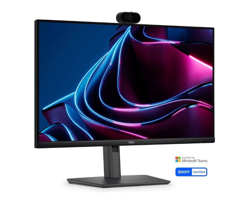 Dell P2426HEV, 23.8" монитор с уеб камера, IPS антирефлексно покритие, 5ms, 120 Hz, 1500:1, 300 cd/m2, FHD 1920x1080, 99% sRGB, HDMI, DisplayPort, USB-C хъб, RJ45, уеб камера, KVM превключвател, PD 90W, регулируема височина, завъртане, въртене, накланяне,