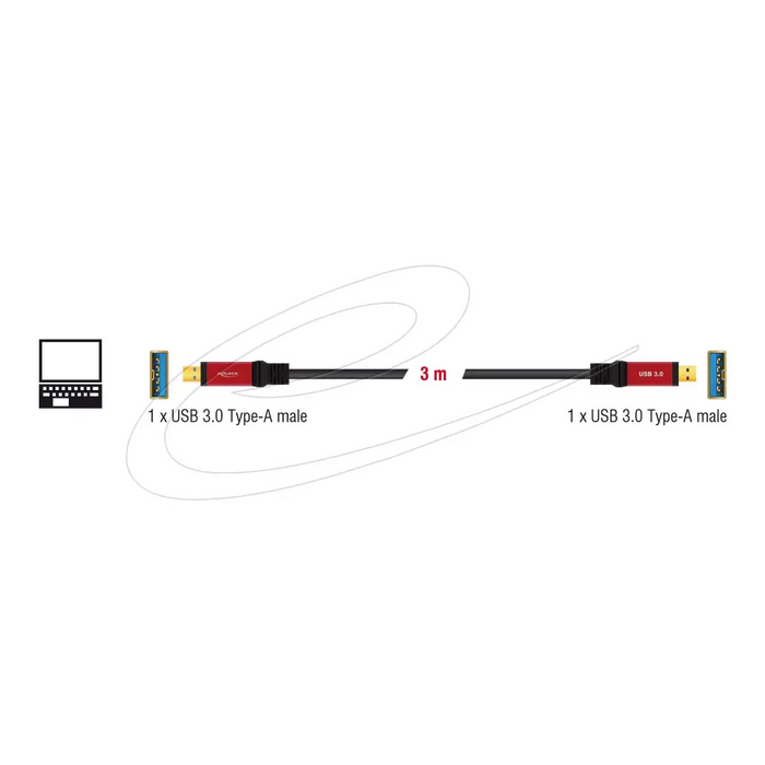 Delock Cable USB 3.2 Type-A male > USB 3.0 Type-A male 3 m