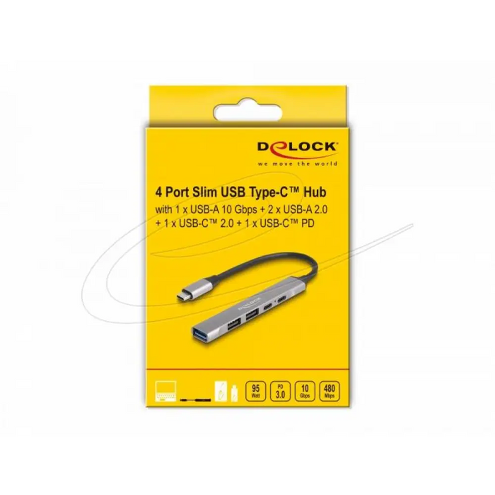 Delock Хъб USB-C 4 порта 1 x USB-A 10 Gbps 2 x USB-A 1 x
