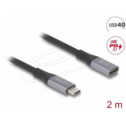 Delock Удължителен кабел USB-C 40 Gbps PD 240W 2 м сив