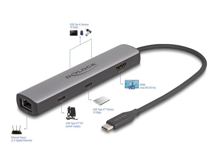 Докинг станция Delock USB 40 Gbps USB Type-C