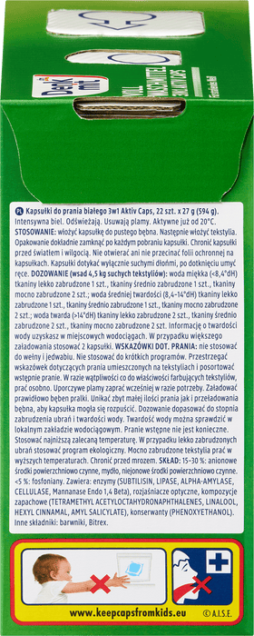 Капсули за бяло пране 3в1 Aktiv Caps, 22 бр
