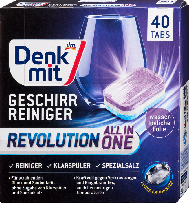 Капсули за съдомиялна машина Revolution All in One, 40x21,25g, 850 g