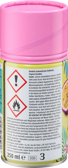 Пълнител за автоматичен ароматизатор Tropical Paradise, 250 ml