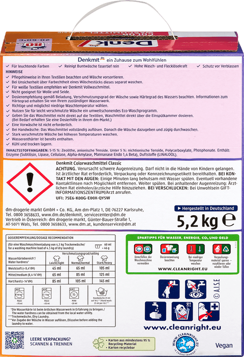 Прах за пране на цветни тъкани, 5 200 g