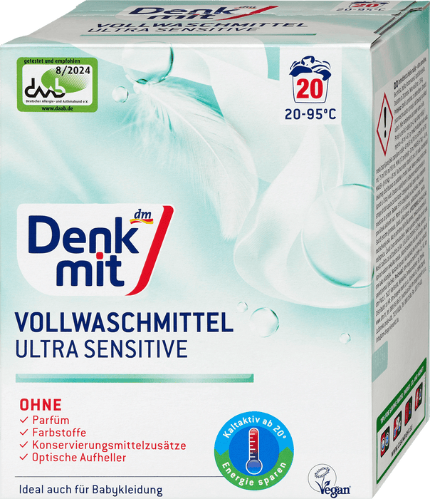 Прах за пране Ultra Sensitive, 20 пранета, 1,35 kg