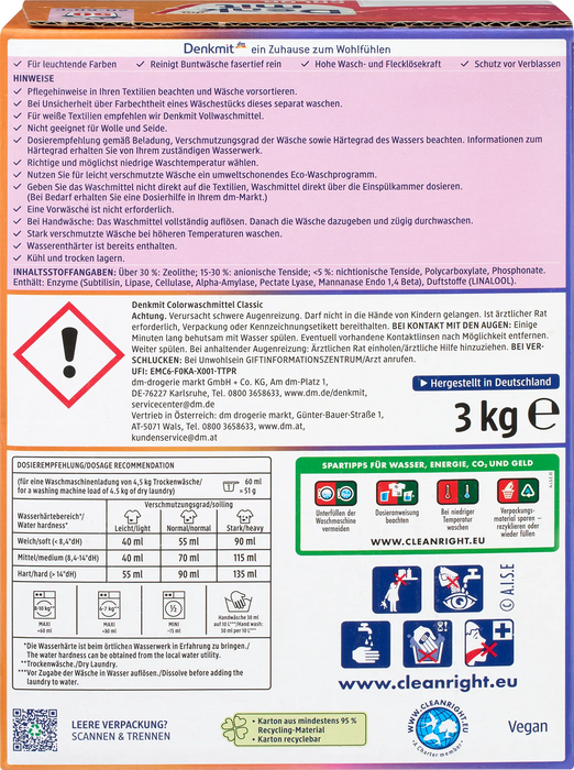 Прах за цветно пране, 50 пранета, 3 kg