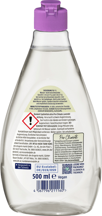 Препарат за съдове с аромат на лавандула nature Pro Climate, 500 ml