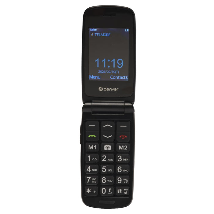 Мобилен телефон за по-възрастни хора Denver Electronics BAS-24800L Черен 2,4” QVGA