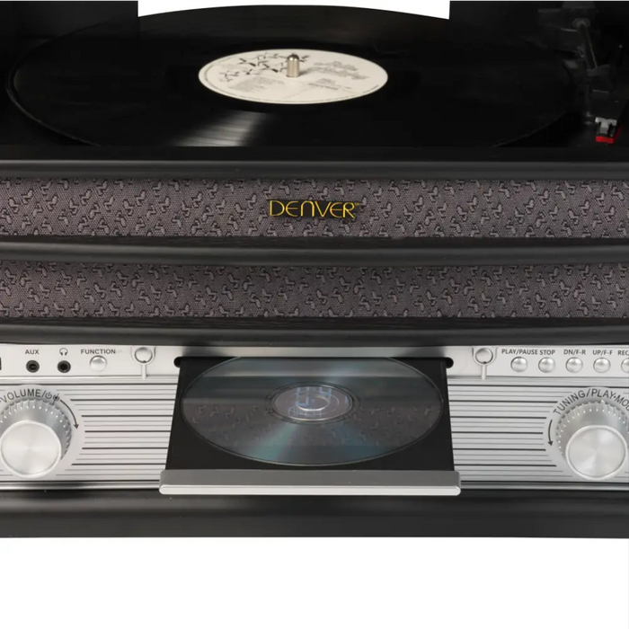 DENVER Ретро дървен грамофон и касетофон с DAB MRD-51 BLACK