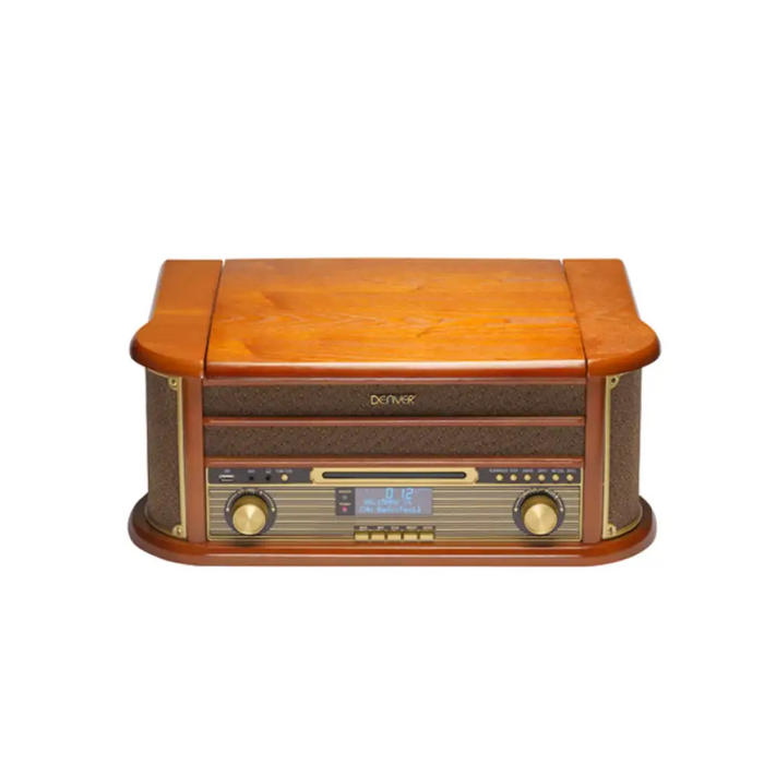 DENVER Ретро дървен грамофон и касетофон с DAB MRD-51 BROWN