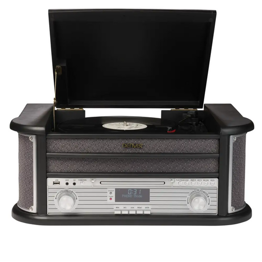 DENVER Ретро дървен грамофон и касетофон с DAB MRD-51 BLACK