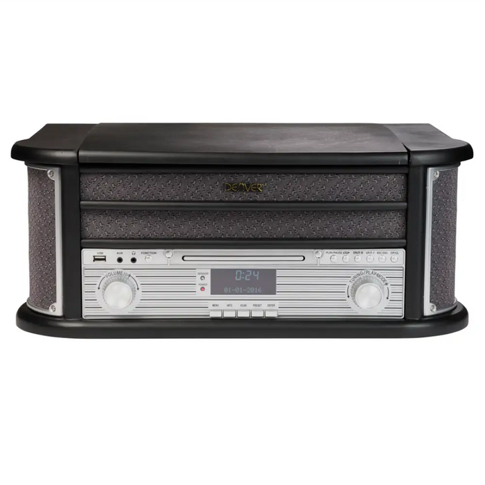 DENVER Ретро дървен грамофон и касетофон с DAB MRD-51 BLACK