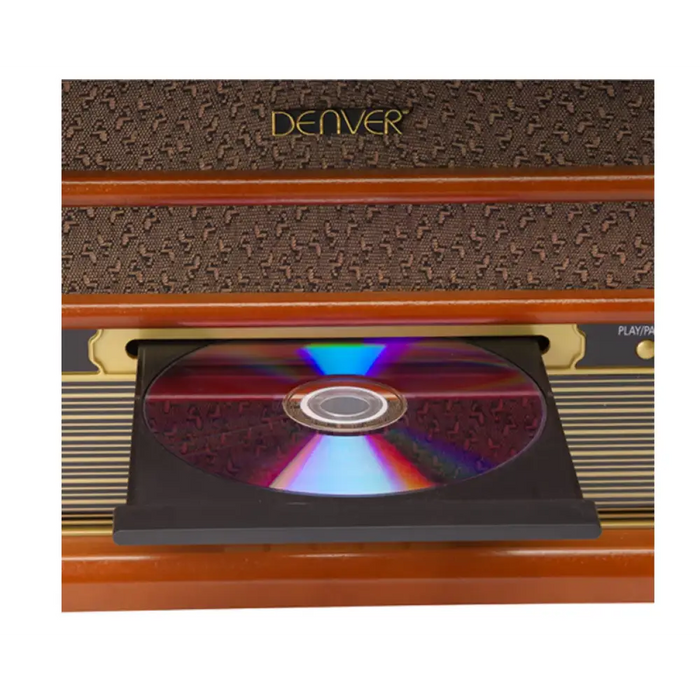 DENVER Ретро дървен грамофон и касетофон с DAB MRD-51 BROWN