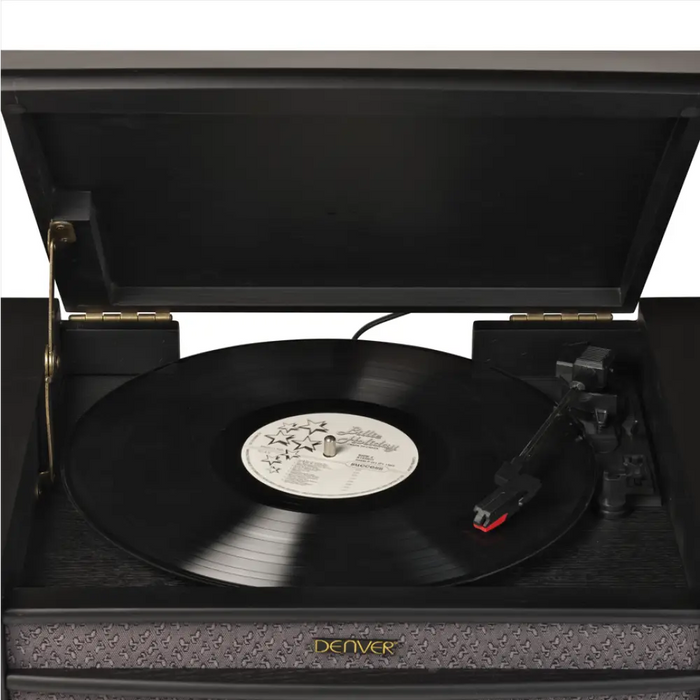 DENVER Ретро дървен грамофон и касетофон с DAB MRD-51 BLACK