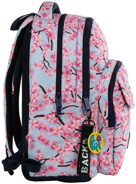Ученическа раница BackUP L25 - Flowers, с 3 отделения + подарък