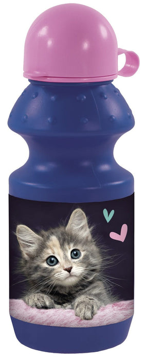 Бутилка Derform Cleo&Frank - Коте, синя, 330 ml