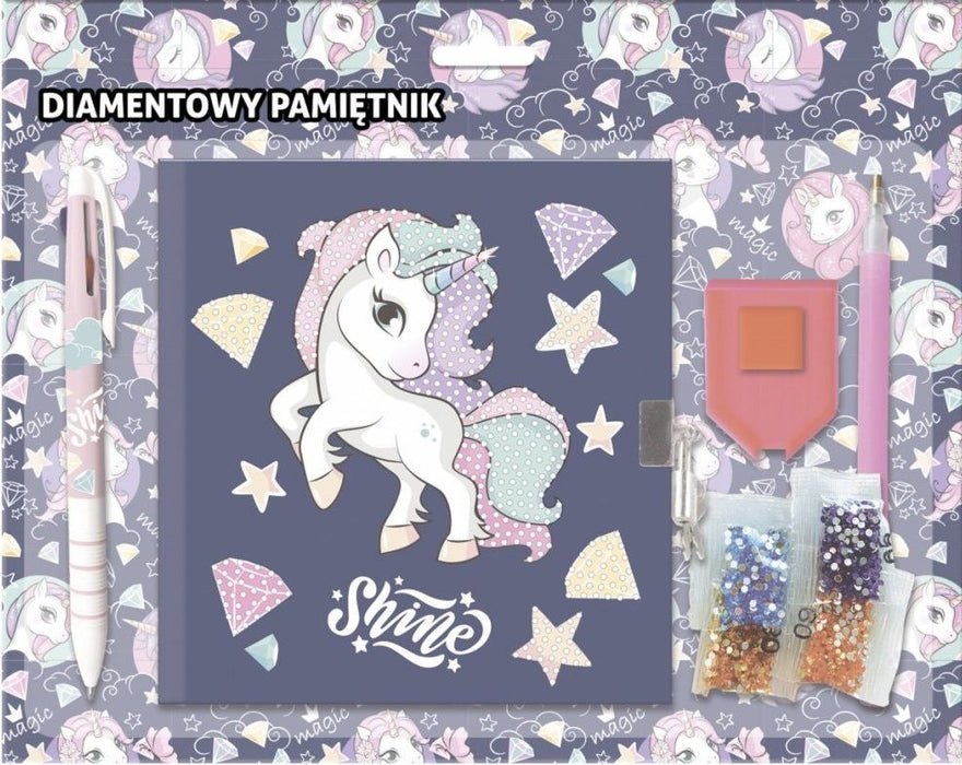 Диамантен таен дневник Derform Unicorn - С цветна химикалка