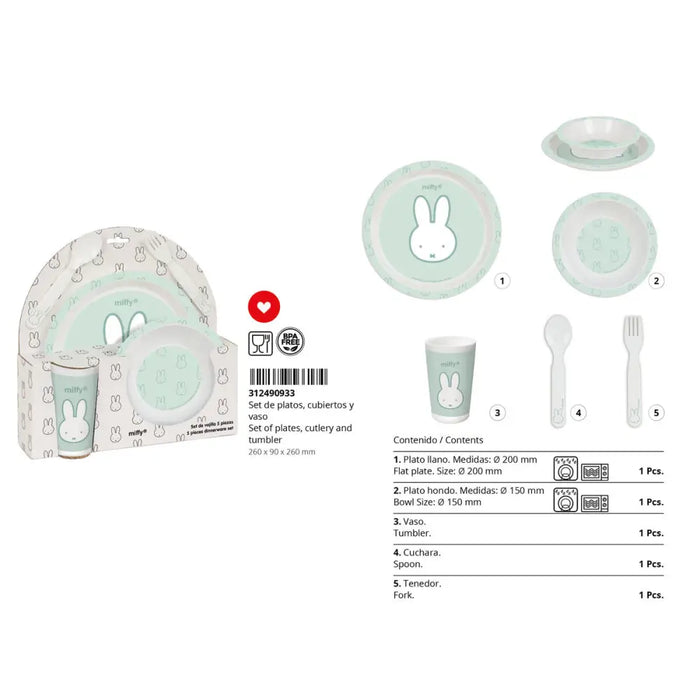 Детски комплект съдове Miffy Menta (5 Части)