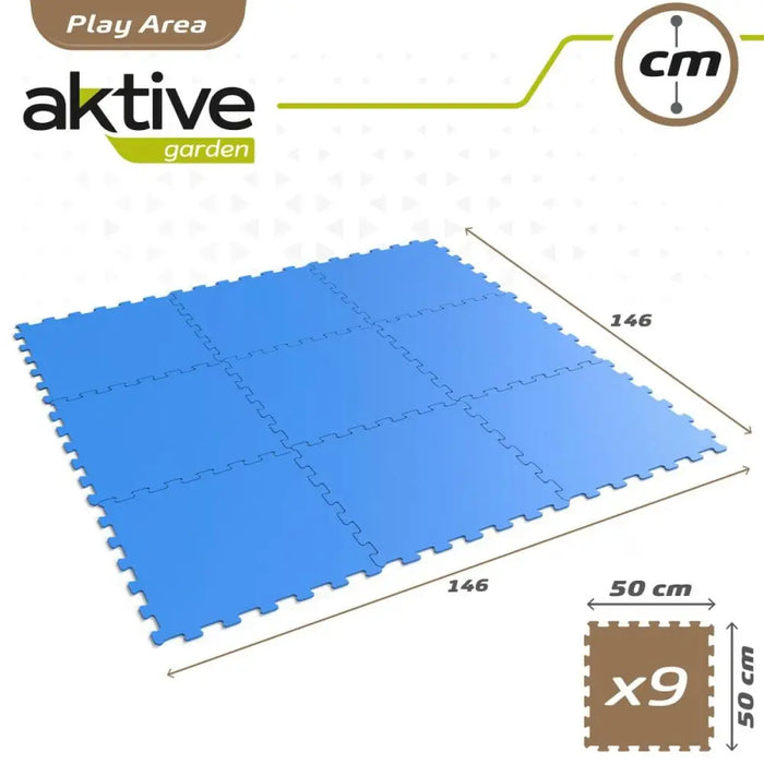 Детски Пъзел Aktive Син 9 Части Гума Ева 50 x 0,4 x 50 cm