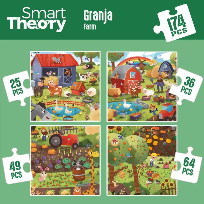 Детски Пъзел Colorbaby 4 в 1 174 Части Ферма 68 x 68 cm (6