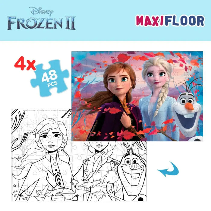 Детски Пъзел Frozen Двустранно 4 в 1 48 Части 35 x 1,5 x 25