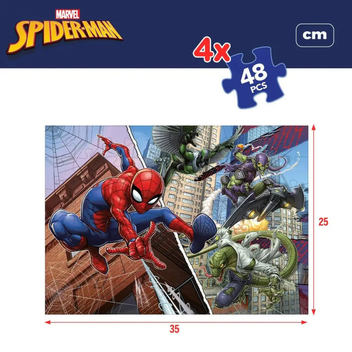 Детски Пъзел Spider-Man Двустранно 4 в 1 48 Части 35 x 1,5