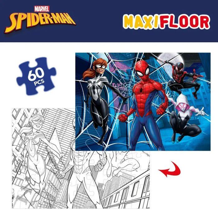 Детски Пъзел Spider-Man Двустранно 60 Части 70 x 1,5 x 50