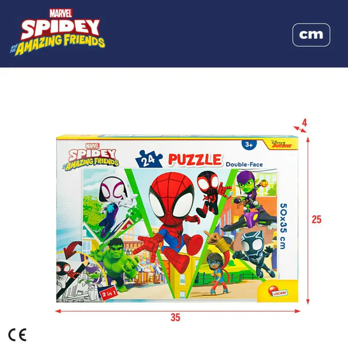 Детски Пъзел Spidey Двустранно 50 x 35 cm 24 Части (12 броя)