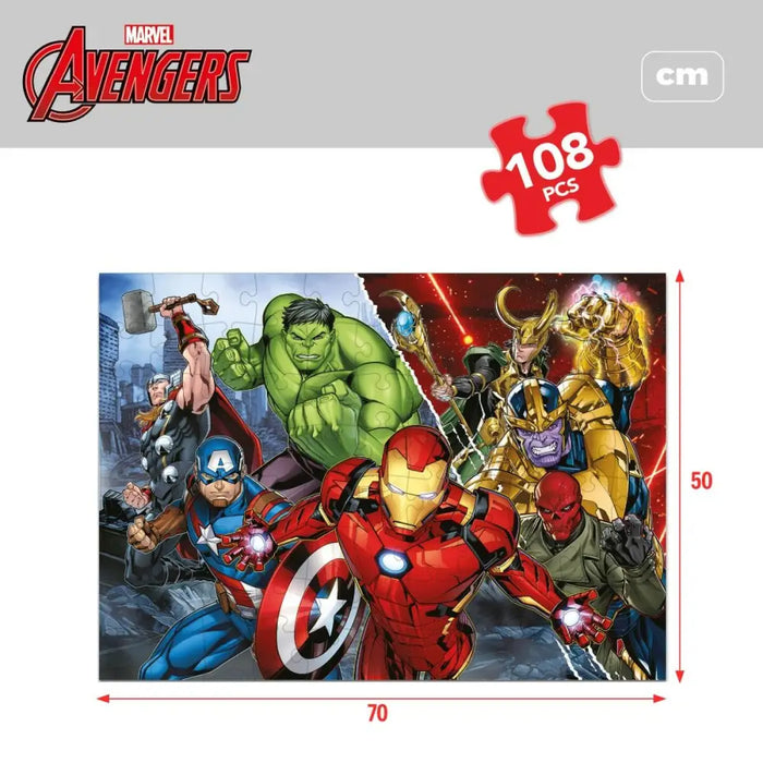 Детски Пъзел The Avengers Двустранно 108 Части 70 x 1,5 x