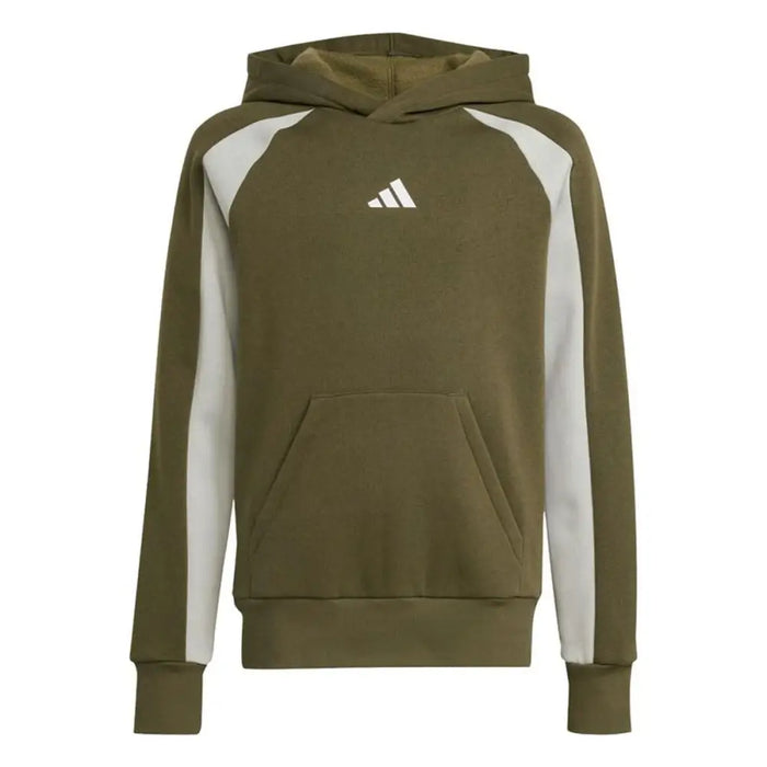 Детски суичър с качулка Adidas Cb Fl Hd Тъмнозелено