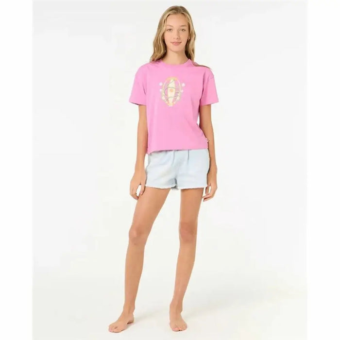 Детски Тениска с къс ръкав Rip Curl Island Surf Crop Розов