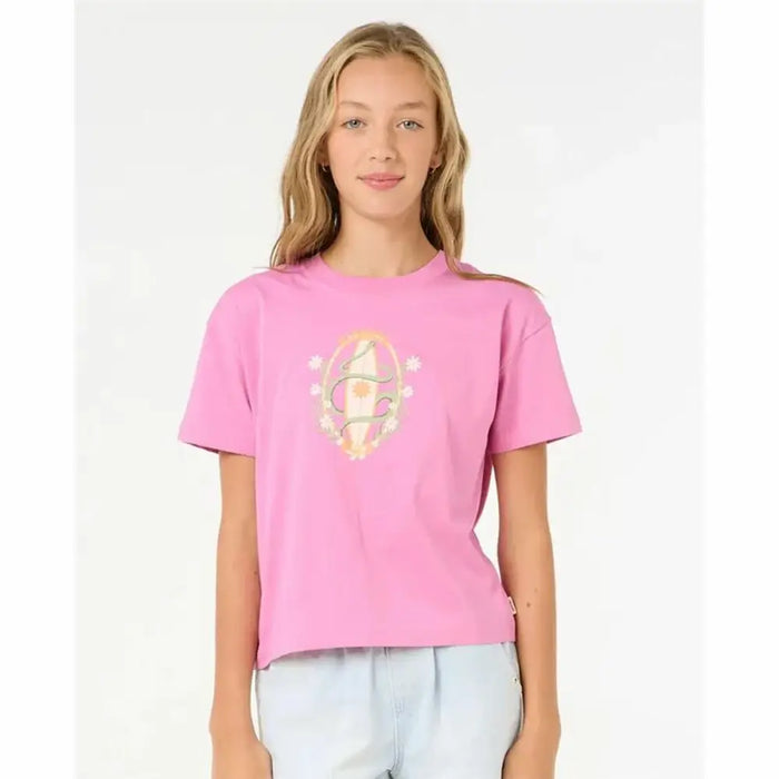 Детски Тениска с къс ръкав Rip Curl Island Surf Crop Розов