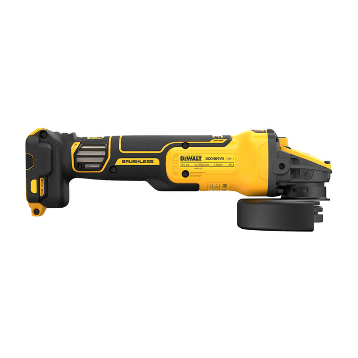 АКУМУЛАТОРЕН ЪГЛОШЛАЙФ DEWALT DCG409VSN-XJ 18 V, 125 мм