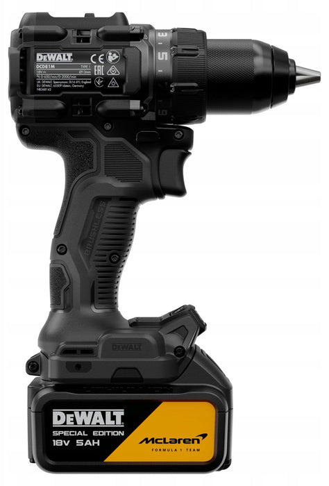 Винтоверт DeWALT - McLaren F1, DCD81MP2T-QW, с 2 броя батерии, зарядно и куфар