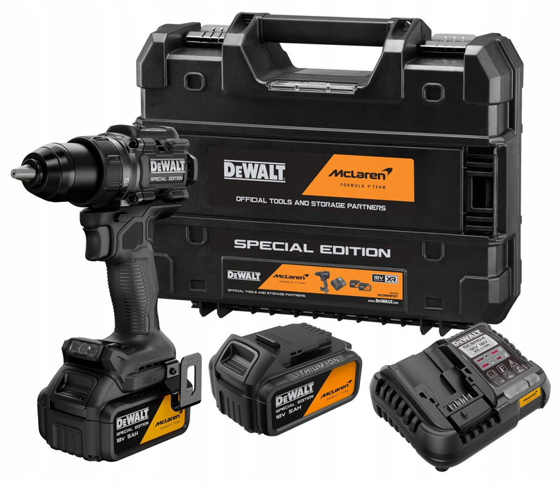 Винтоверт DeWALT - McLaren F1, DCD81MP2T-QW, с 2 броя батерии, зарядно и куфар