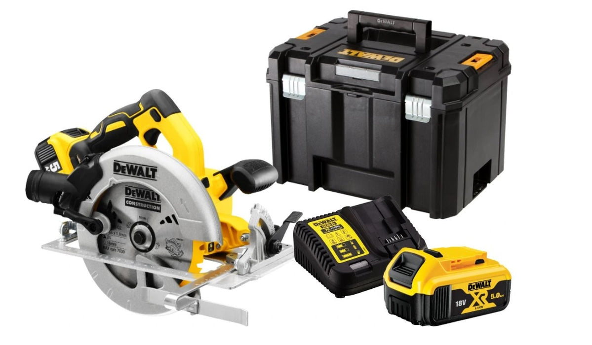 DeWALT DCS570P2-QW преносим циркуляр 18.4 см жълт 5500 об/мин