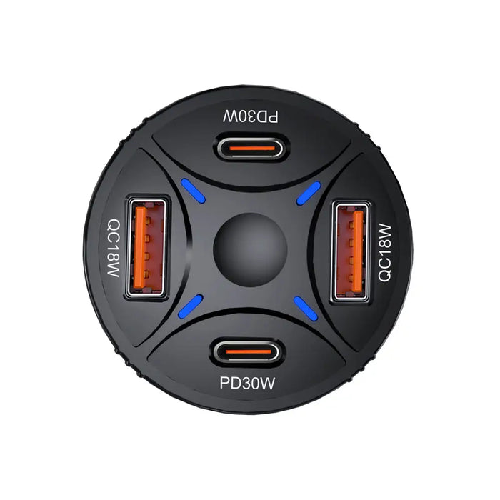 Зарядно за кола Wozinsky WLS-04 60W 2xUSB-C 2xUSB-A - Черно
