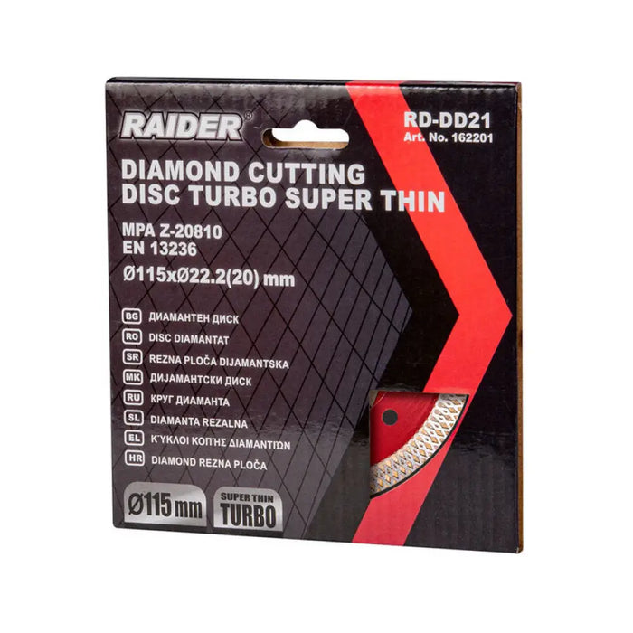 ДИАМАНТЕН ДИСК TURBO 115Х1.2X22.2 RAIDER