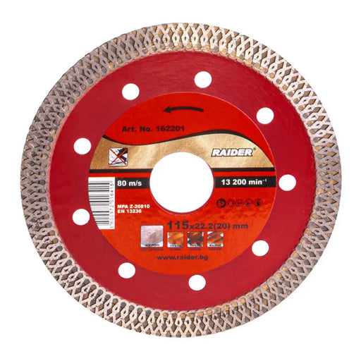 ДИАМАНТЕН ДИСК TURBO 115Х1.2X22.2 RAIDER