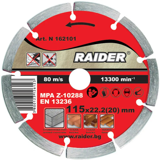 ДИАМАНТЕН ДИСК ЗА РЯЗАНЕ НА НЕМЕТАЛ RAIDER 115x2x22.23